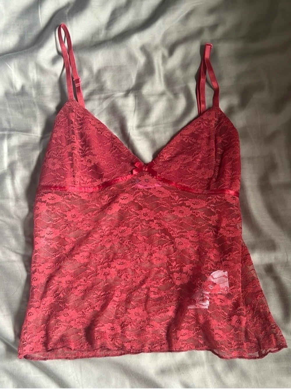 Red lace tank